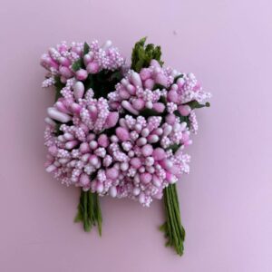 Рожеві флористичні тичинки на гілочці для декорування розкішних мильних композицій